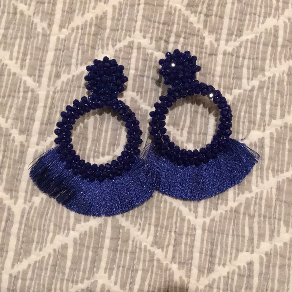 Blue Tassel Earrings.
